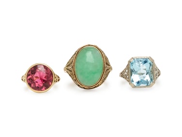 COLLECTION OF GEMSTONE RINGS