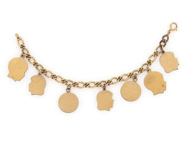 YELLOW GOLD BRACELET AND GOLD-FILLED CHARMS