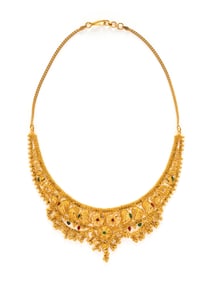 HIGH KARAT YELLOW GOLD AND ENAMEL BIB NECKLACE