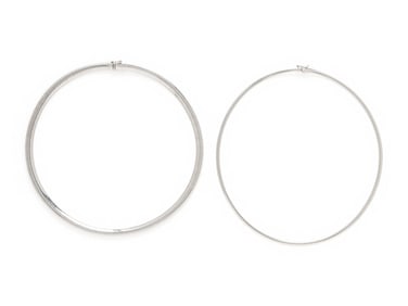 TWO WHITE GOLD OMEGA CHAIN NECKLACES