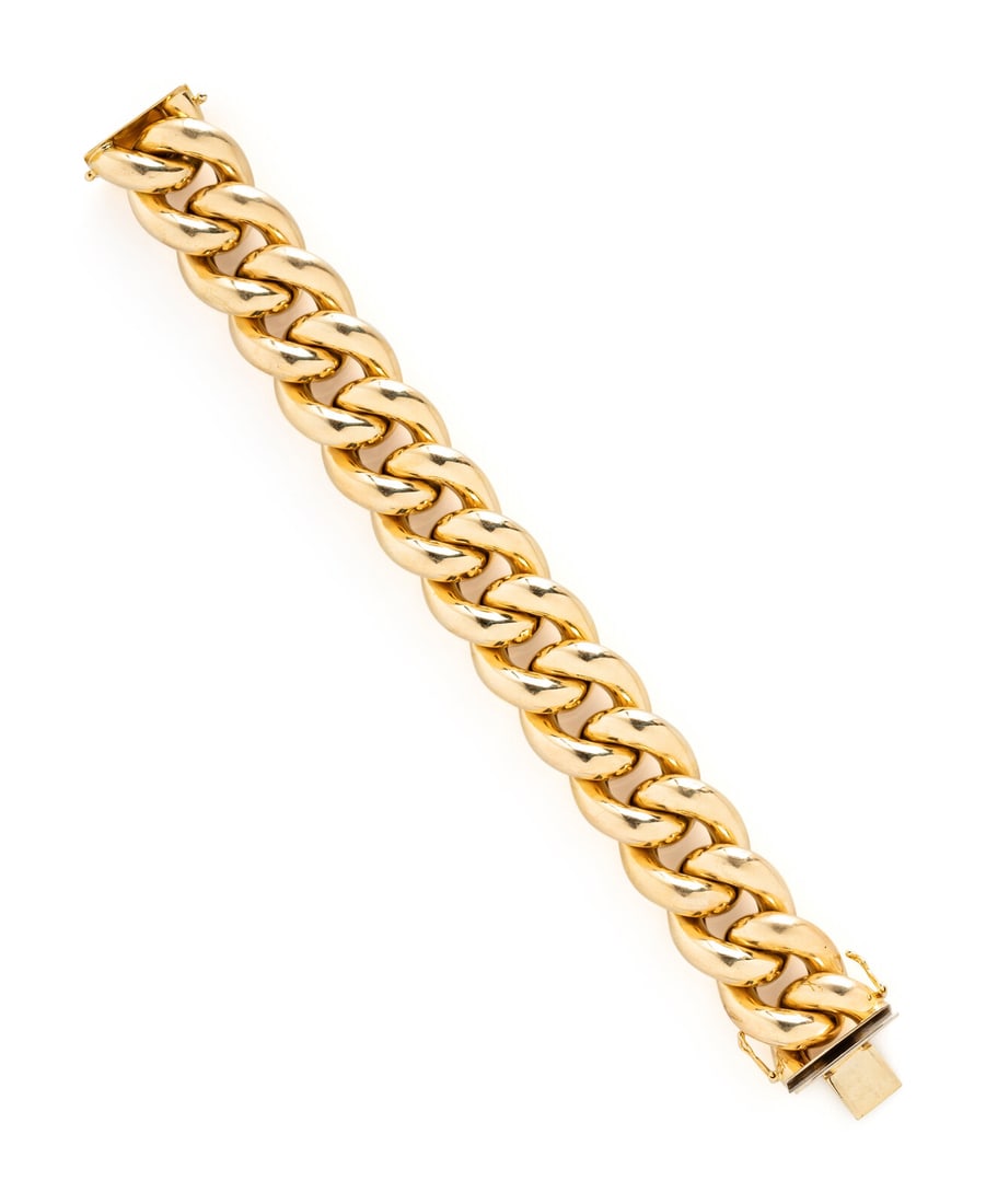 YELLOW GOLD HOLLOW CURB LINK BRACELET (1 of 3)
