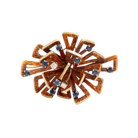 MODERNIST, SAPPHIRE AND DIAMOND BROOCH