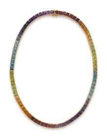 MULTIGEM RAINBOW LINE NECKLACE