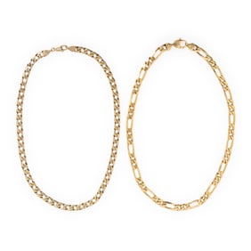 TWO YELLOW GOLD NECKLACES
