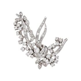 DIAMOND AND PLATINUM PENDANT BROOCH