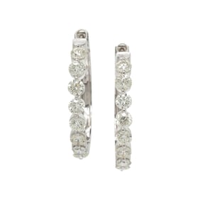 DIAMOND AND WHITE GOLD HOOP EARRINGS
