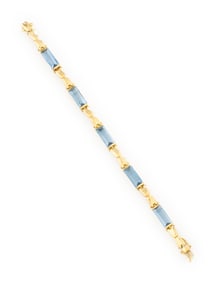 YELLOW GOLD AND SYNTHETIC BLUE SPINEL BRACELET