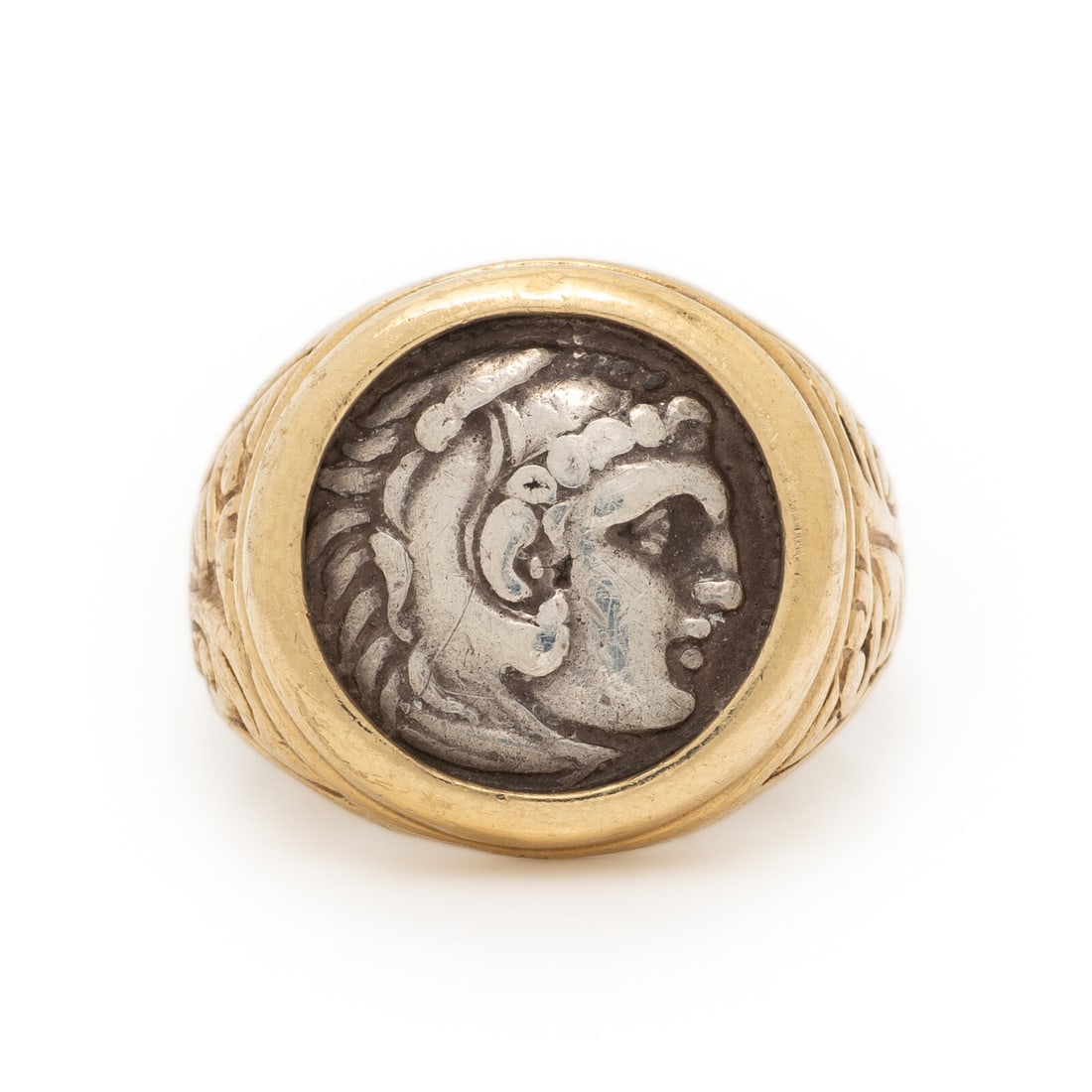 GREEK, SILVER DRACHMA AND YELLOW GOLD RING (1 of 3)
