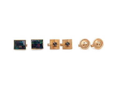 COLLECTION OF YELLOW GOLD CUFFLINKS