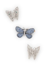COLLECTION OF MULTIGEM BUTTERFLY PINS