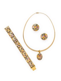 YELLOW GOLD AND MULTICOLOR SAPPHIRE SUITE