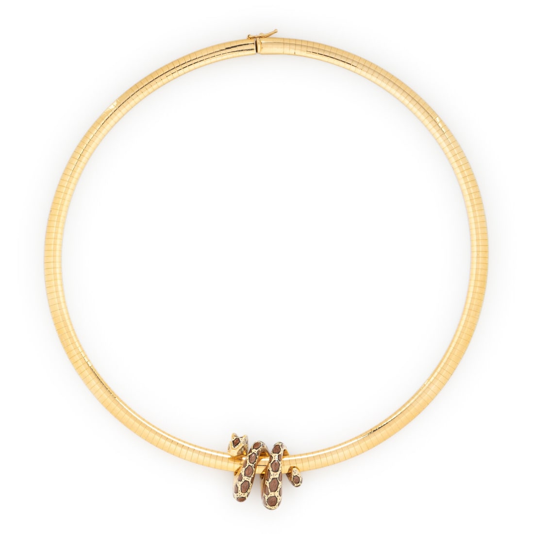 YELLOW GOLD OMEGA NECKLACE WITH SNAKE SLIDE CHARM (1 of 3)