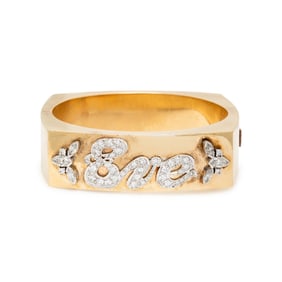 DIAMOND AND YELLOW GOLD 'EVE' BANGLE BRACELET