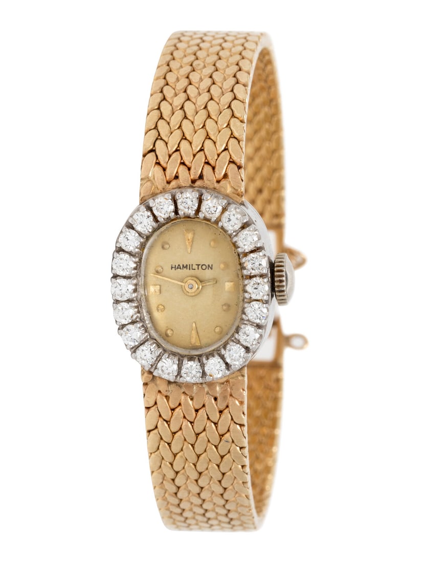 HAMILTON, YELLOW GOLD AND DIAMOND WATCH (1 of 3)