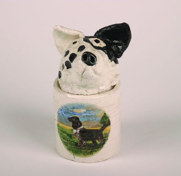 David Gilhooly: David Gilhooly American (b. 1943)Setterceramic jar with lidHeight 9 1/2 inchesProvenance: The Art Wagon Galleries, ScottsdaleEstate of Leo S. Guthman