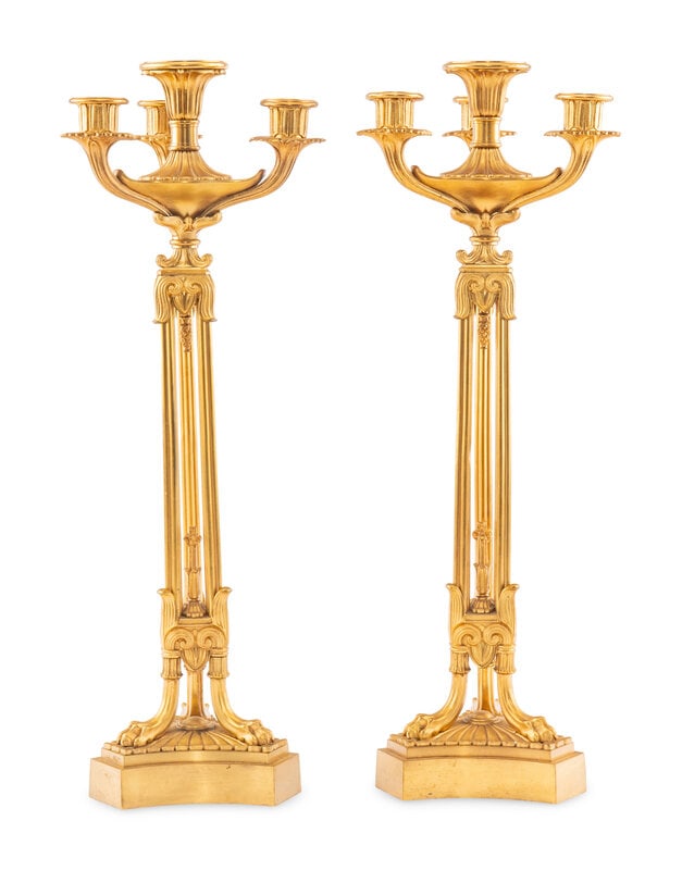 A Pair of Neoclassical Style Gilt-Bronze Four-Light Candelabra (1 of 2)