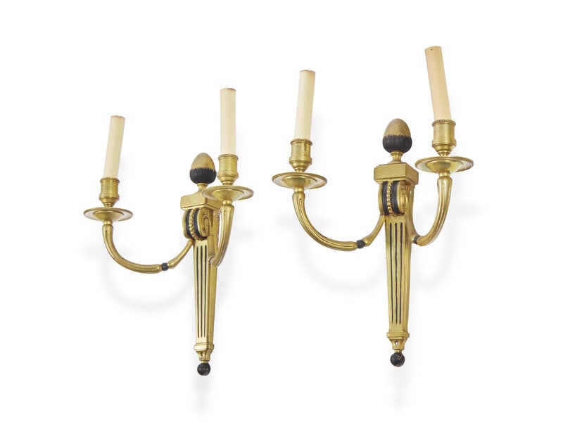 A Pair of Neoclassical Style Two-Branch Brass Wall Lights (1 of 2)