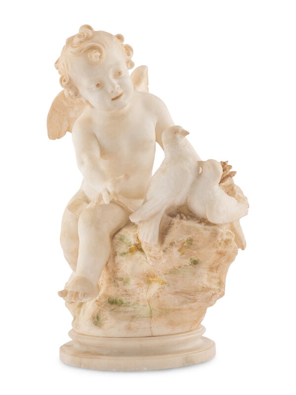 A Continental Carved Alabaster Figural Group (1 of 3)