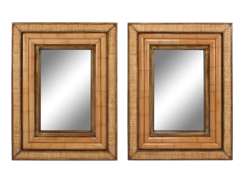 A Pair of Continental Part-Ebonized and Caned Mirrors (1 of 2)