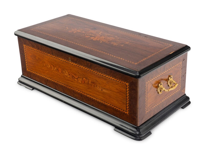 A Swiss Marquetry Cylinder Music Box (1 of 2)