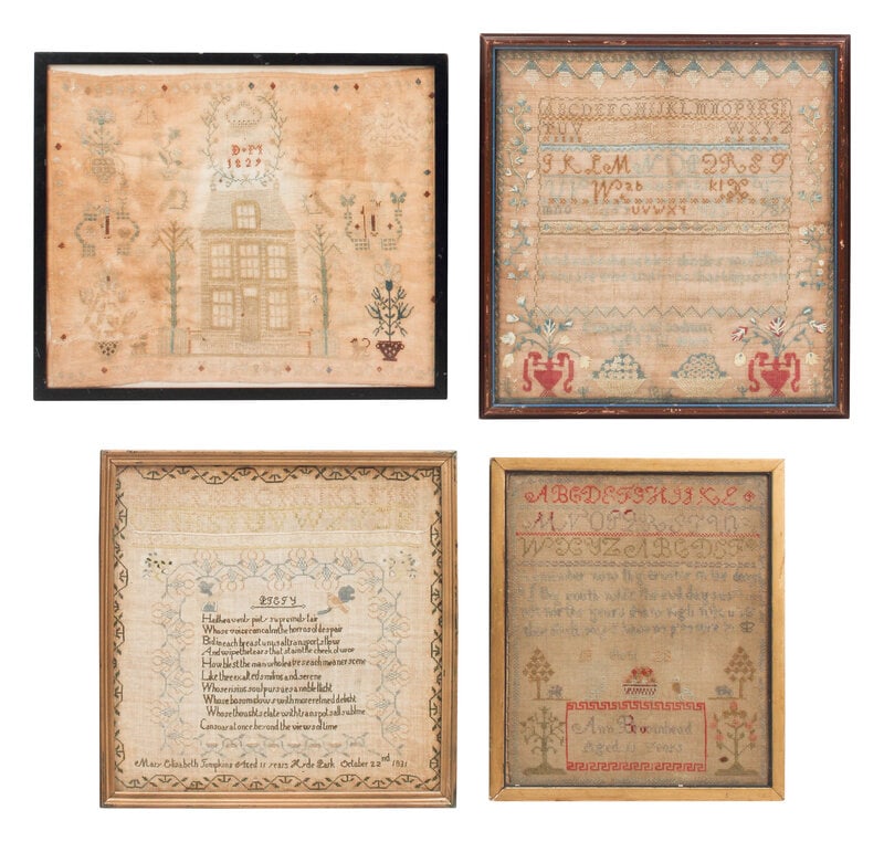 Four English Needlepoint Samplers (1 of 13)