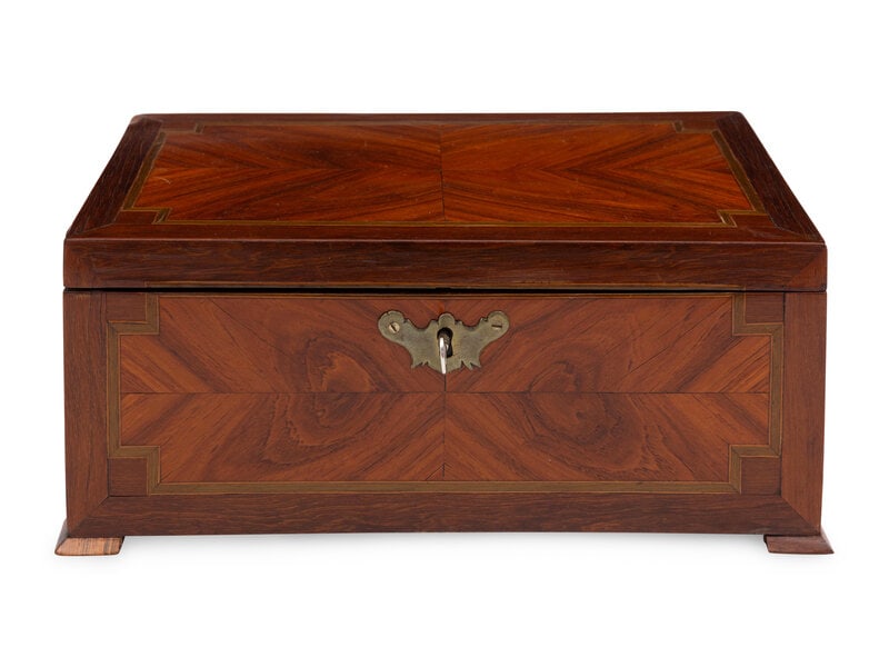 A Louis Philippe Bookmatch-Veneered Table Casket (1 of 2)