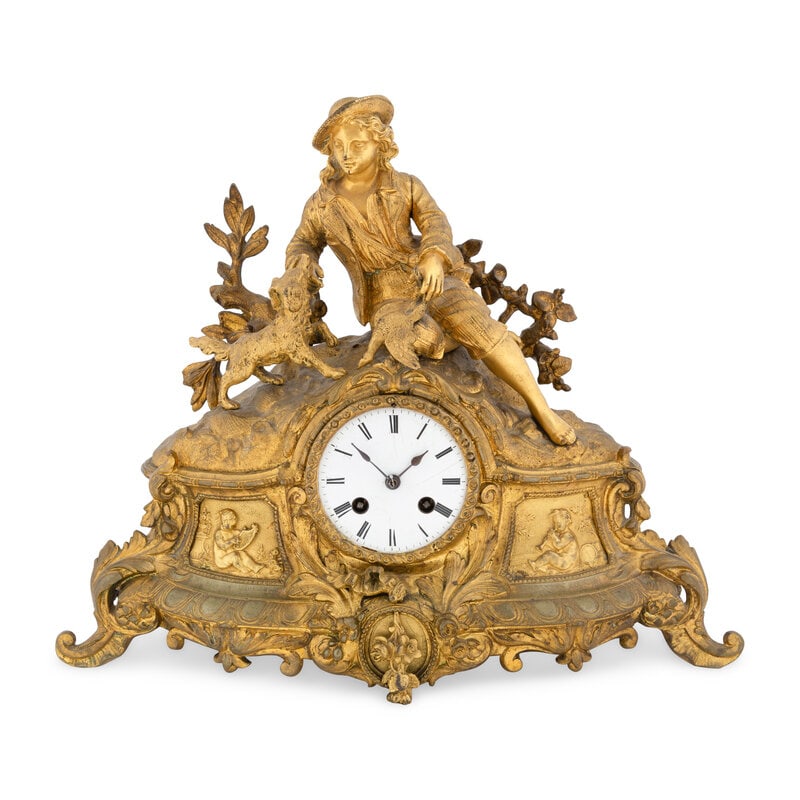 A French Gilt Metal Figural Mantel Clock (1 of 4)