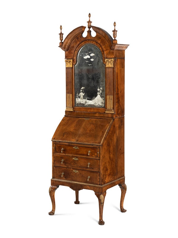 A George II Style Parcel Gilt Walnut Bureau Bookcase (1 of 7)