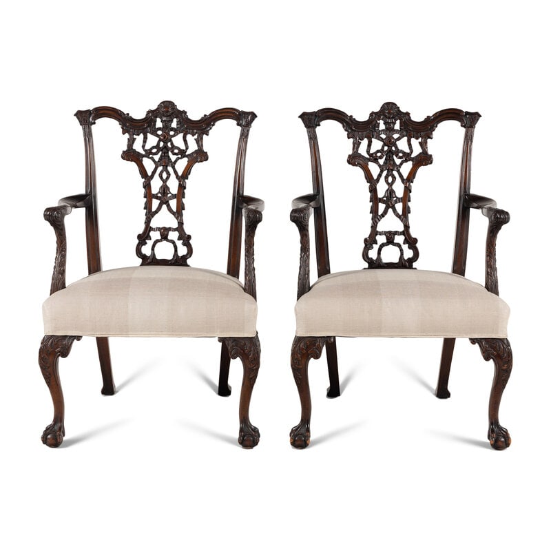 A Pair of George III Style Mahogany Armchairs (1 of 3)