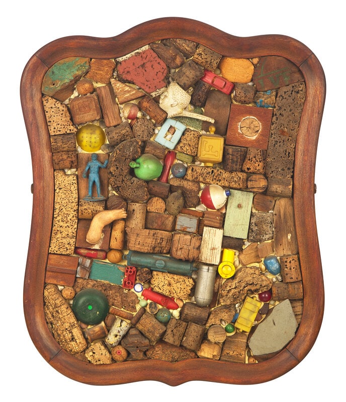 Harry St. John Dix (American, 1907-1968) Untitled (Assemblage): Harry St. John Dix (American, 1907-1968) Untitled (Assemblage) mixed media collage on wood 22 x 17 inches. Property from the Estate of Mimi Kazon This lot is located in Philadelphia.