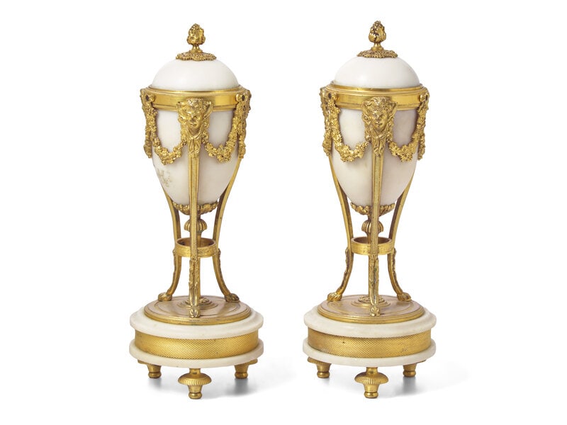 A Pair of Gilt Bronze and Marble Cassolettes  (1 of 2)