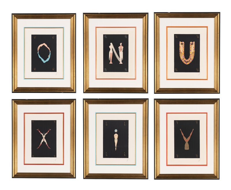 Erté (Romain de Tirfoff) (Russian/French, 1892-1990) Six Alphabet Lithographs, 1976 (1 of 13)