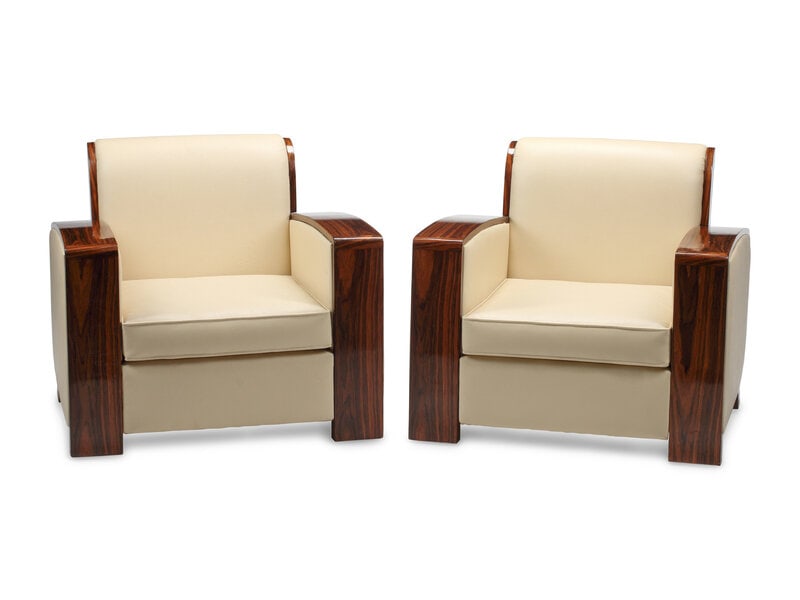 A Pair of Art Deco Style Upholstered Lounge Chairs (1 of 3)