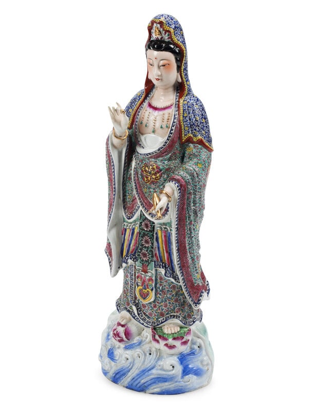 A Chinese Enameled Porcelain Figure of Guanyin (1 of 6)