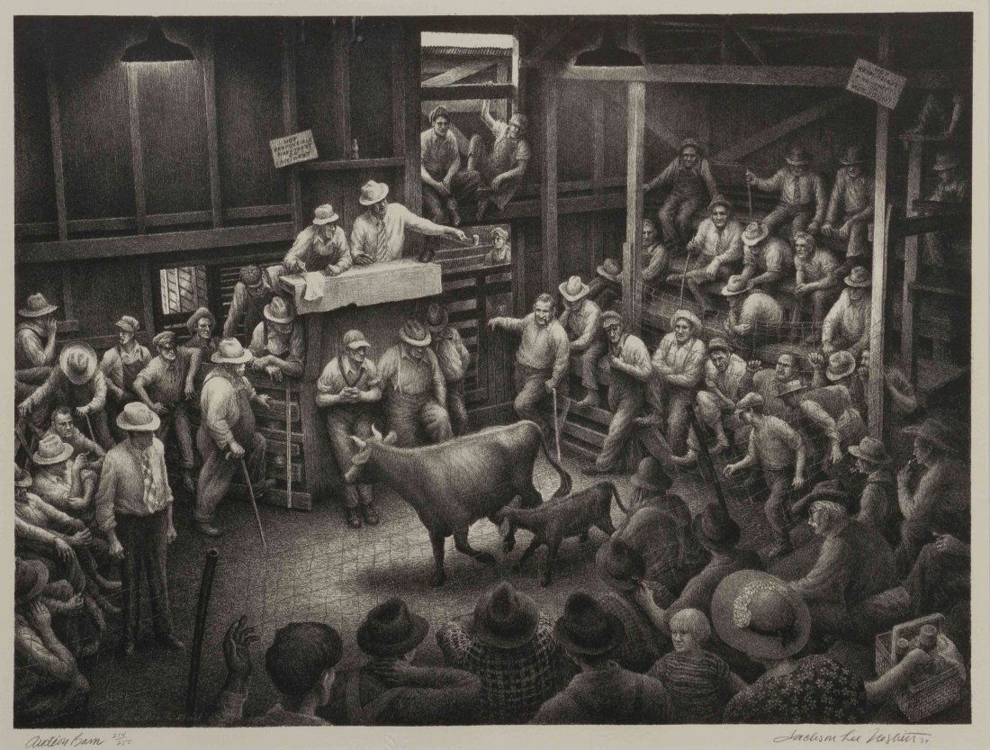 Jackson Lee Nesbitt, (American, 1913-2008), American Ba: Jackson Lee Nesbitt (American, 1913-2008) American Barn, 1989 lithograph edition 214/250, signed Jackson Lee Nesbitt, titled and dated (lower right) 12 1/2 x 17 inches.