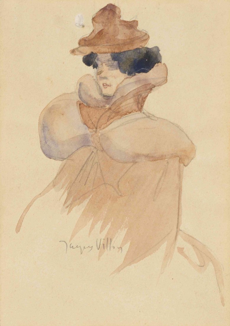 Jacques Villon, (French, 1875-1963), Woman in Pink: Jacques Villon (French, 1875-1963) Woman in Pink watercolor and pencil signed Jacques Villon (lower center) 6 x 4 1/4 inches. Provenance: Maria Antoville Galleries, New York, N