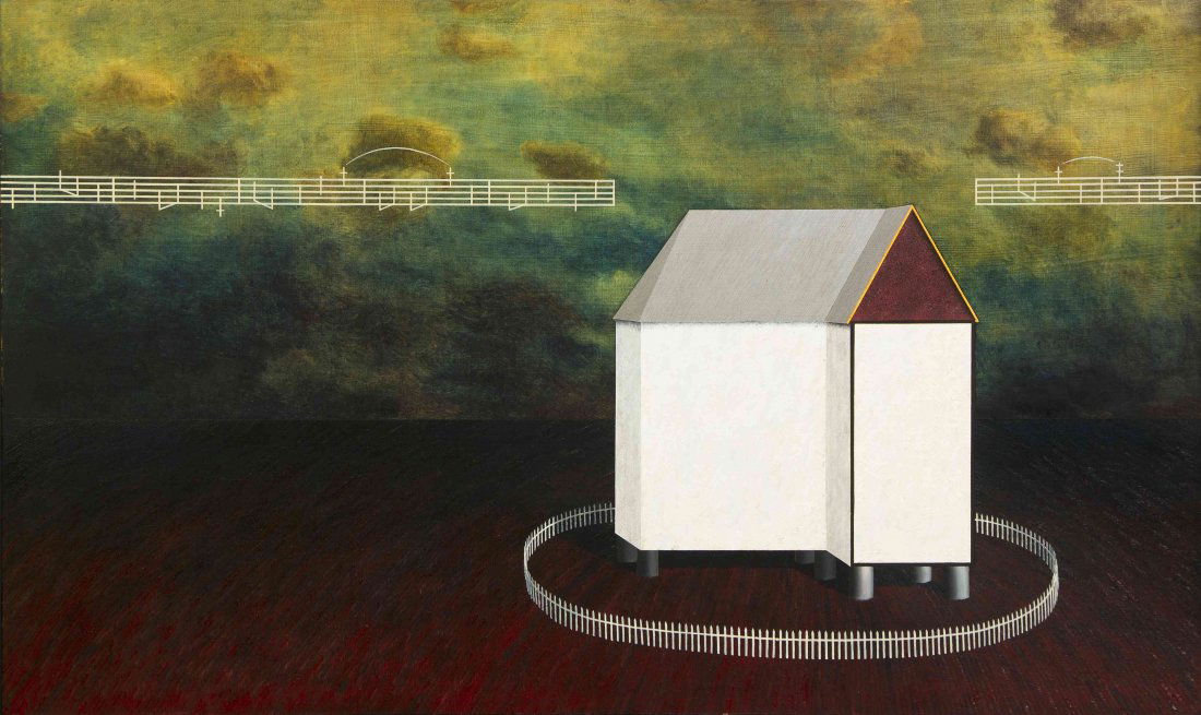 David Klamen, (American, b. 1961), Untitled, 1985: David Klamen (American, b. 1961) Untitled, 1985 oil on board signed Klamen and dated (verso) 29 x 48 inches. Provenance: Marianne Deson Gallery, Chicago, Ilinois