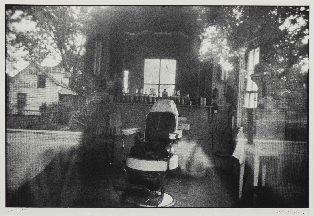Robert Frank, (American, b. 1924), McClellanville, Sout: Robert Frank (American, b. 1924) McClellanville, South Carolina (Barbershop through a Screen), 1955 gelatin silver print; printed 1979 signed Robert Frank and dated (lower right); stamped (vers