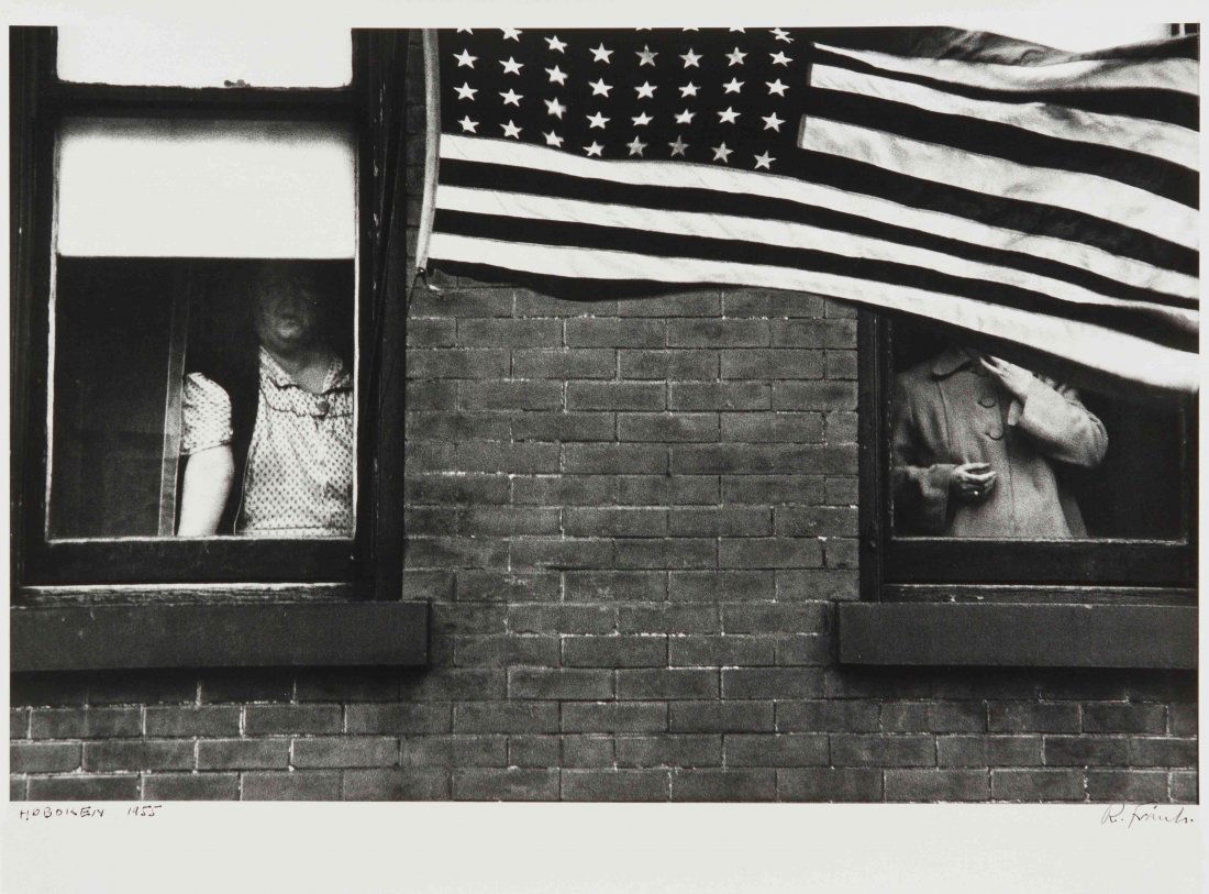 Robert Frank, (American, b. 1924), Hoboken, 1955: Robert Frank (American, b. 1924) Hoboken, 1955 gelatin silver print; printed 1979 signed R. Frank, titled and dated (lower right); stamped (verso) 9 x 13 3/4 inches. Provenance: