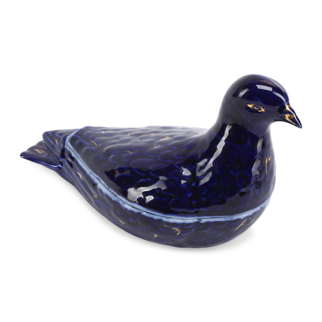 A Russian Porcelain Dove-Form Box: A Russian Porcelain Dove-Form Box Kuznetsov Factory, Circa 1900 Height 5 x width 4 x depth 8 1/2 inches. This lot is located in Chicago.
