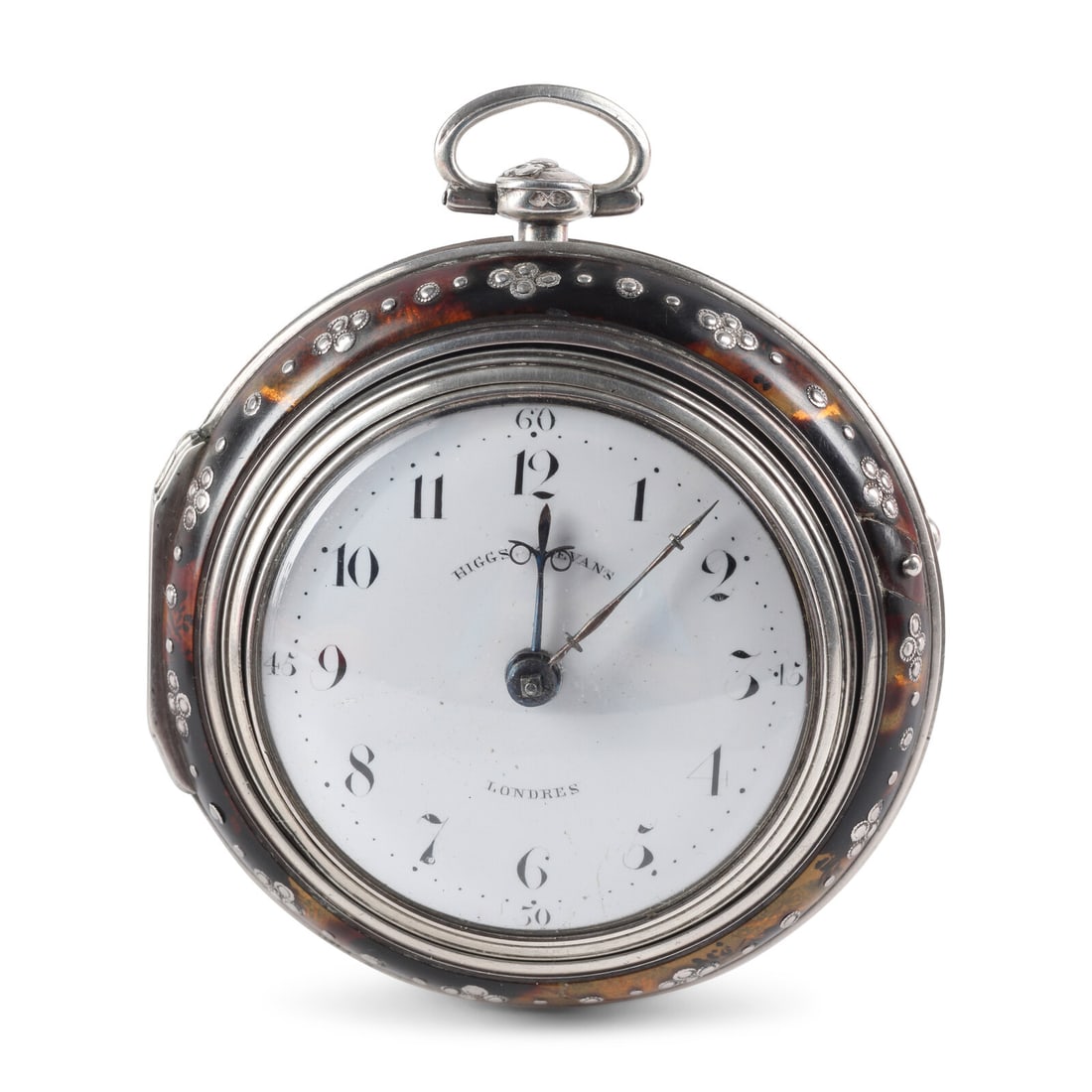 An English Silver and Faux-Tortoise Lacquer Cased Pocket Watch Made for the French Market (1 of 3)