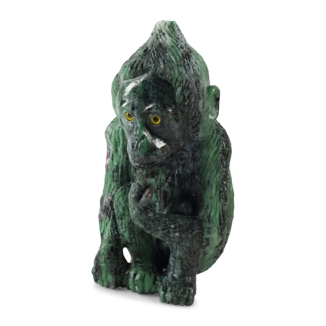 A Carved Ruby Zoisite Figure of a Monkey (1 of 3)