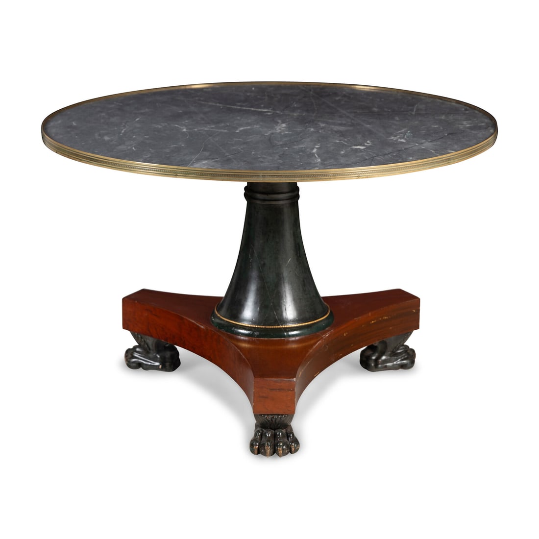 A Russian or Baltic Neoclassical Part-Ebonized Mahogany Marble-Top Center Table (1 of 3)