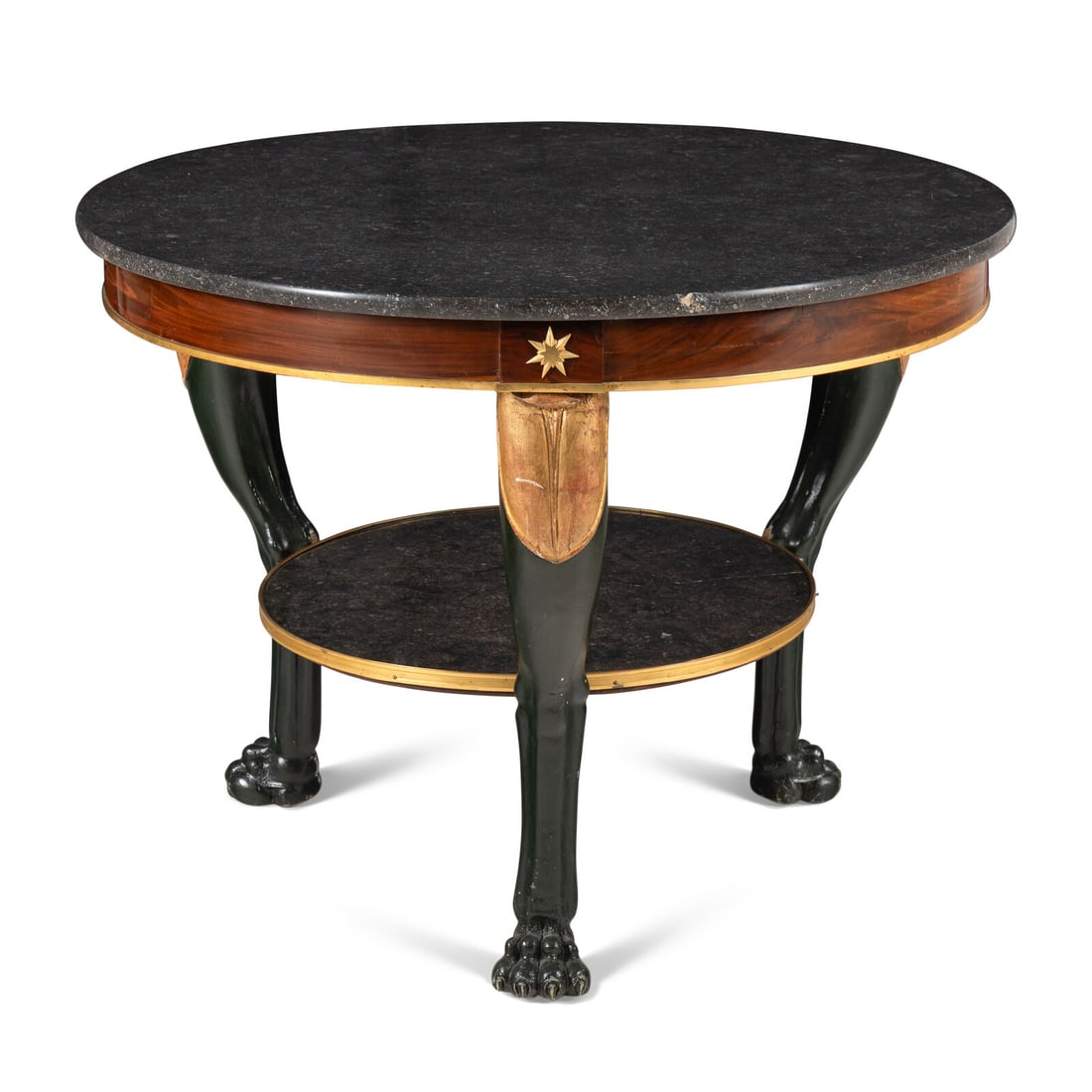 An Empire Painted and Parcel-Gilt Marble-Top Guèridon (1 of 3)