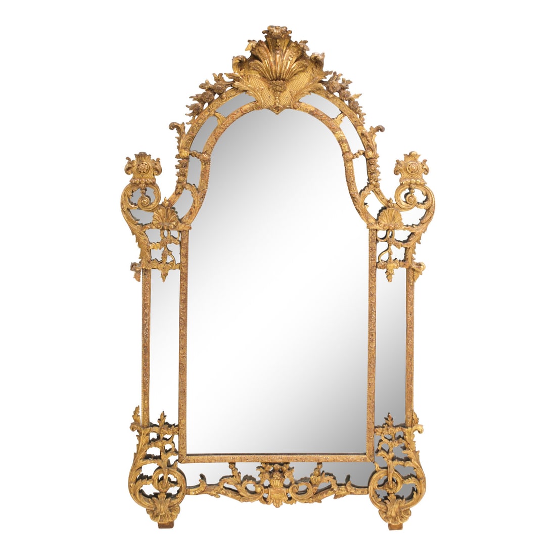 A Régence Giltwood Mirror: A Régence Giltwood Mirror 18th Century Height 72 x width 43 inches. This lot is located in Chicago.