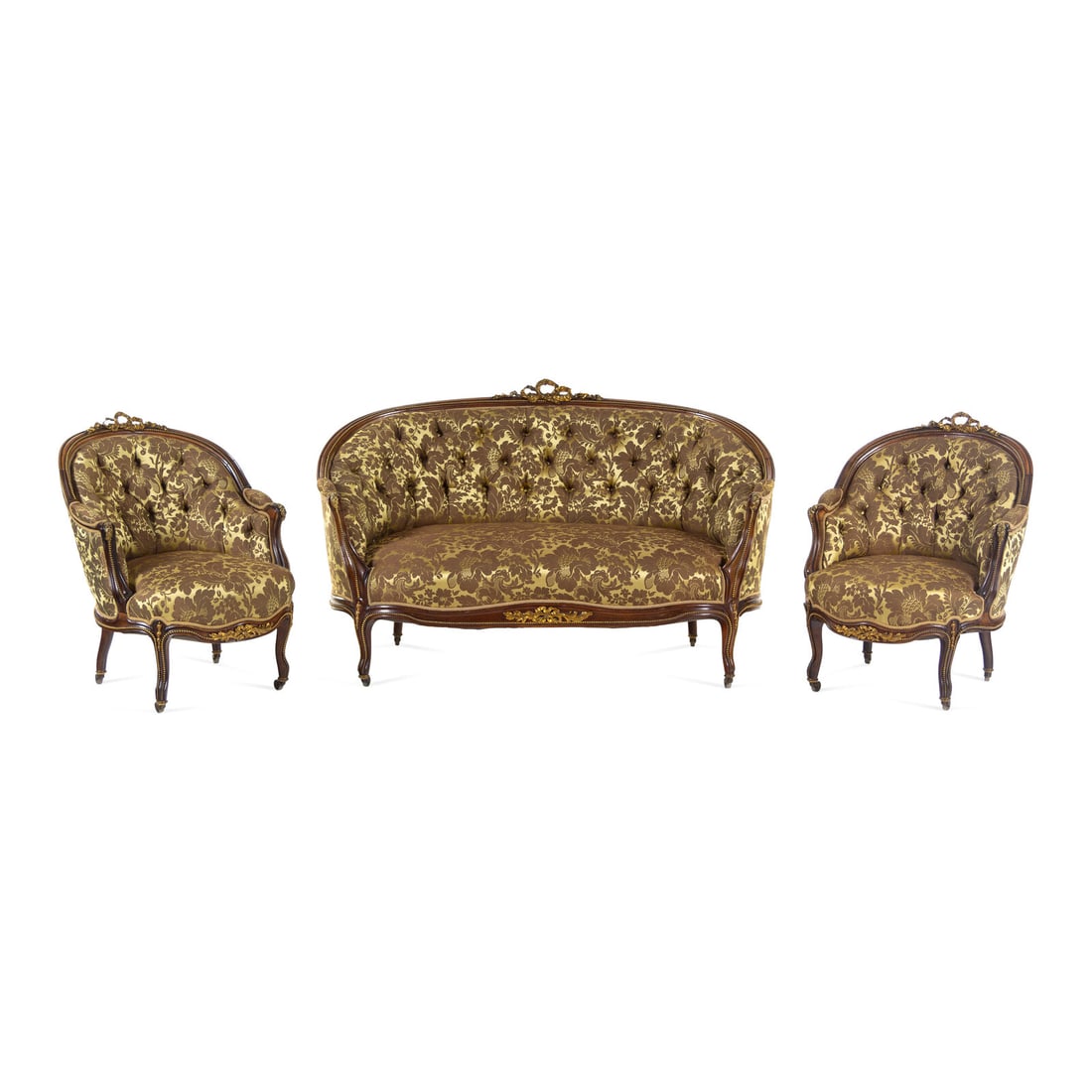 A Louis XV Style Gilt Bronze Mounted Rosewood Three-Piece Seating Suite (1 of 4)