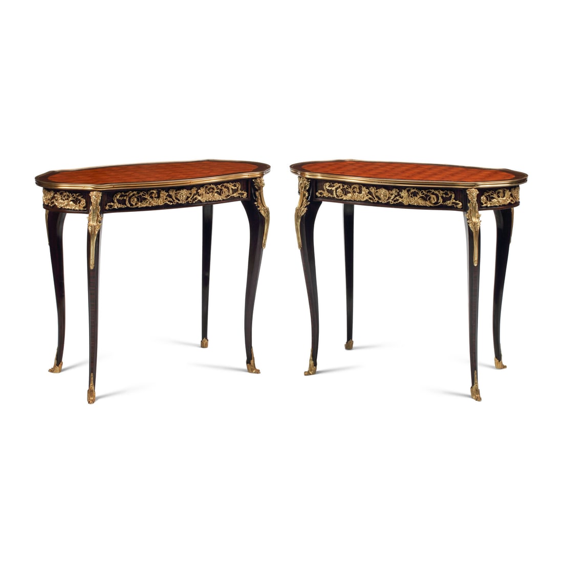 A Pair of Louis XV Style Gilt Bronze Mounted Parquetry Tables (1 of 2)