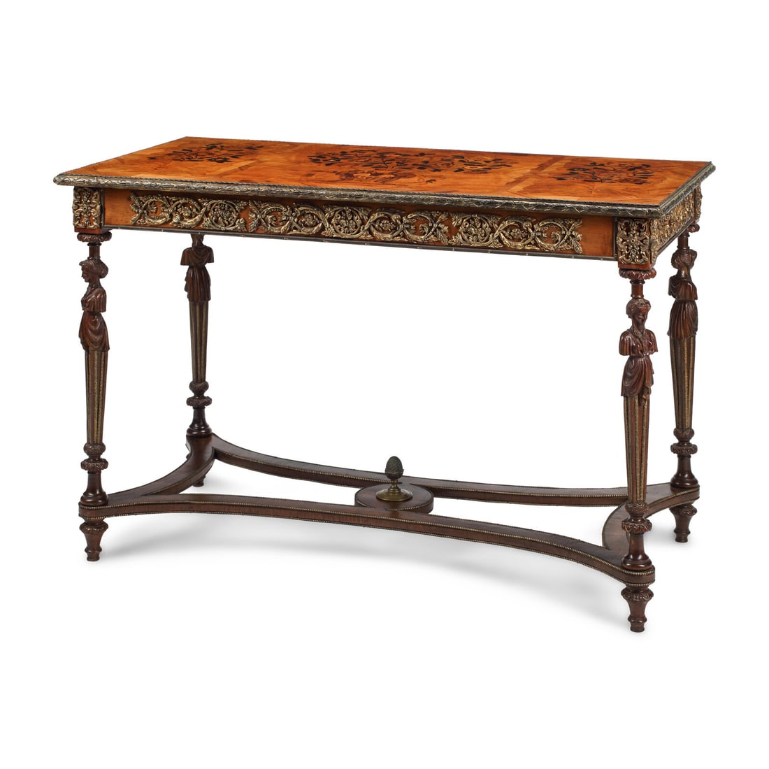 A Louis XVI Style Gilt Bronze Mounted Marquetry Table (1 of 4)