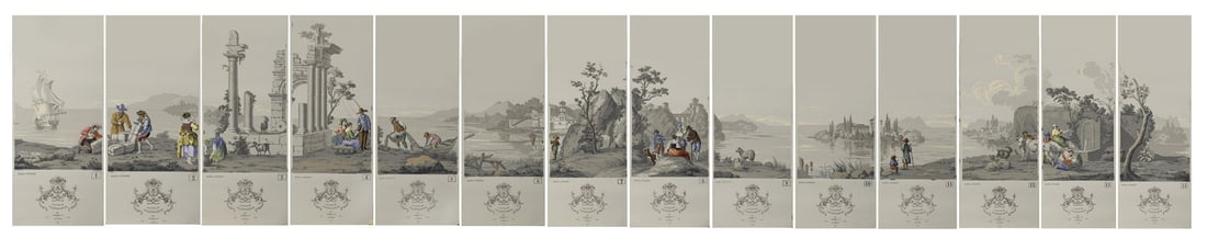 A Complete Set of Fourteen Zuber et Cie. La Cote de Villefranche Wallpaper Panels - 17