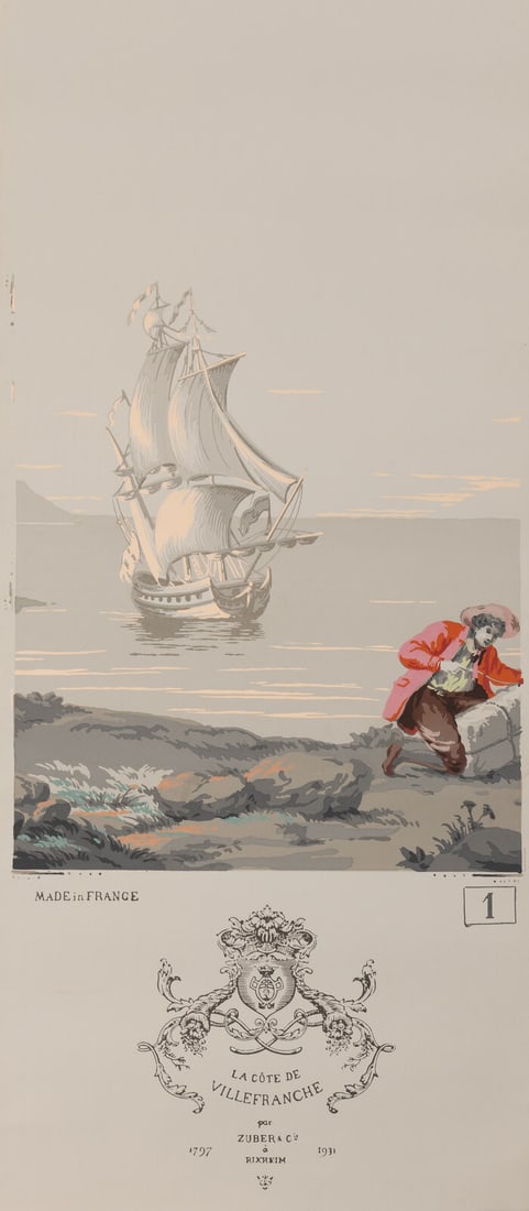A Complete Set of Fourteen Zuber et Cie. La Cote de Villefranche Wallpaper Panels - 3